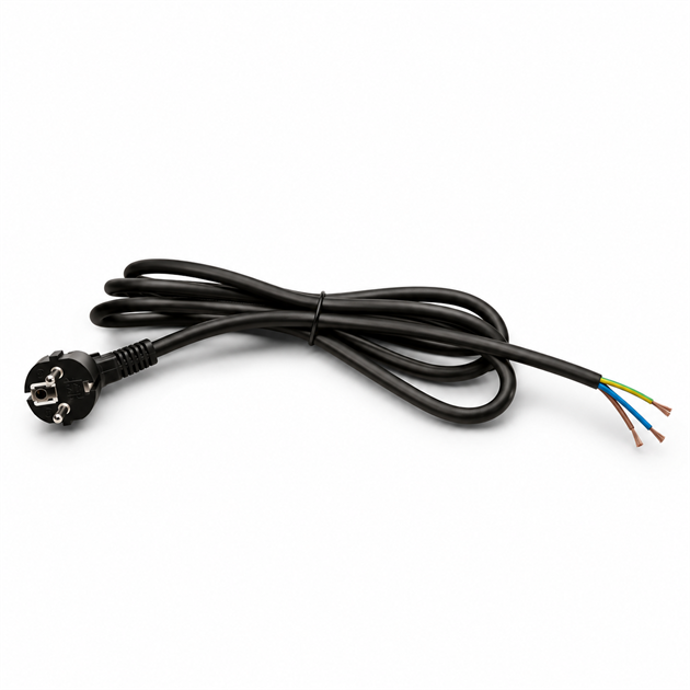 QsanTec gummikabel med jordad stickpropp, svart – 2 m