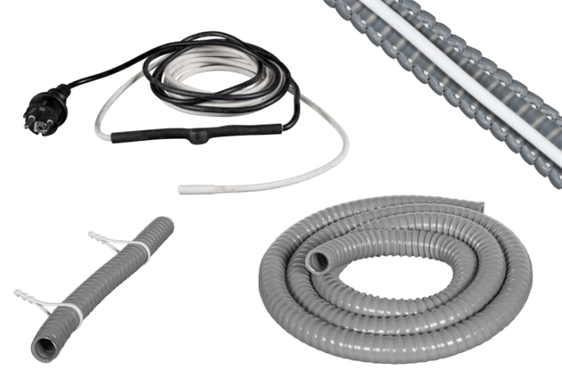 Dräneringsslang 19mm+värmekabel för Pancake, 1 m - 15 W