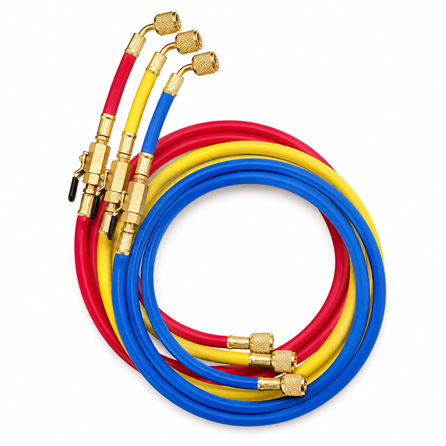 Slangset 3-pack 1/4" x 1/4" med kulventiler - 1,5m
