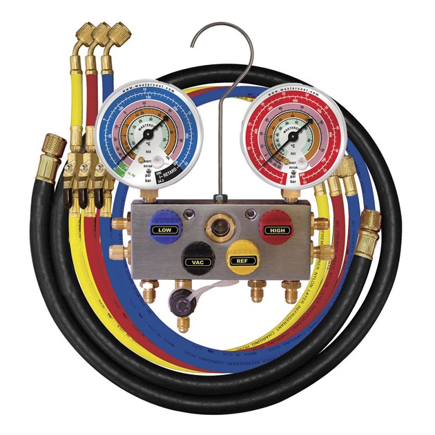 4-Way Analog Manifold Gauge Set with Hoses for R410A/R32